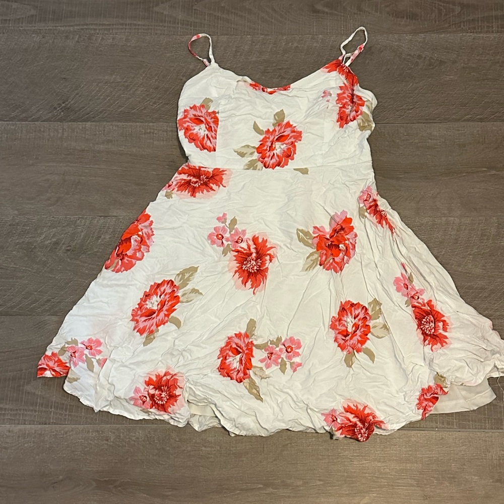 White floral mini dress